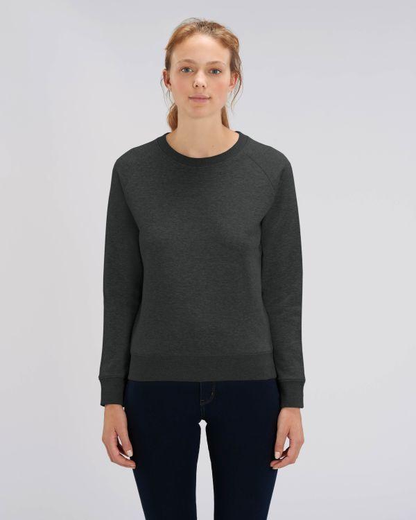 Sweat Femme | 350G Coton Bio Et Polyester Recyclé | Broderie Et Impression Dark Heather Grey