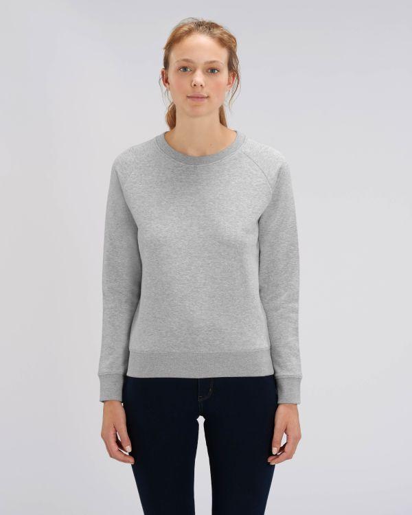 Sweat Femme | 350G Coton Bio Et Polyester Recyclé | Broderie Et Impression Cream Heather Grey