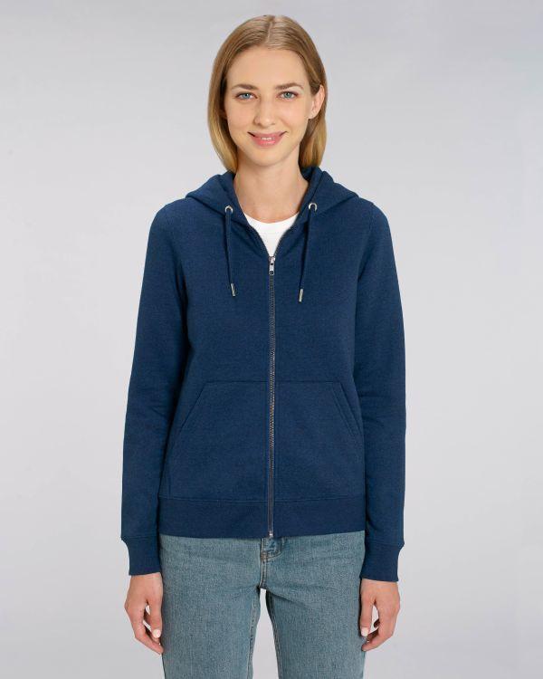 Sudadera Con Capucha Y Cremallera Mujer Stella Editor Black Heather Blue