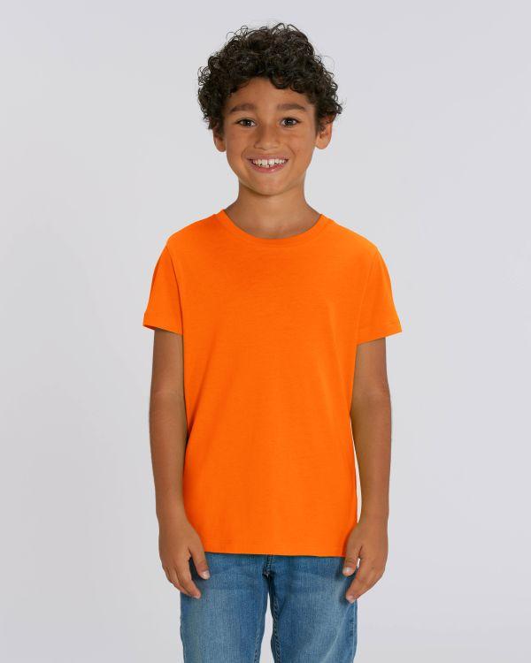 T-Shirt Enfant 100% Coton Bio | Broderie Et Impression Bright Orange