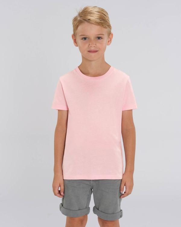 T-Shirt Enfant 100% Coton Bio | Broderie Et Impression Cotton Pink