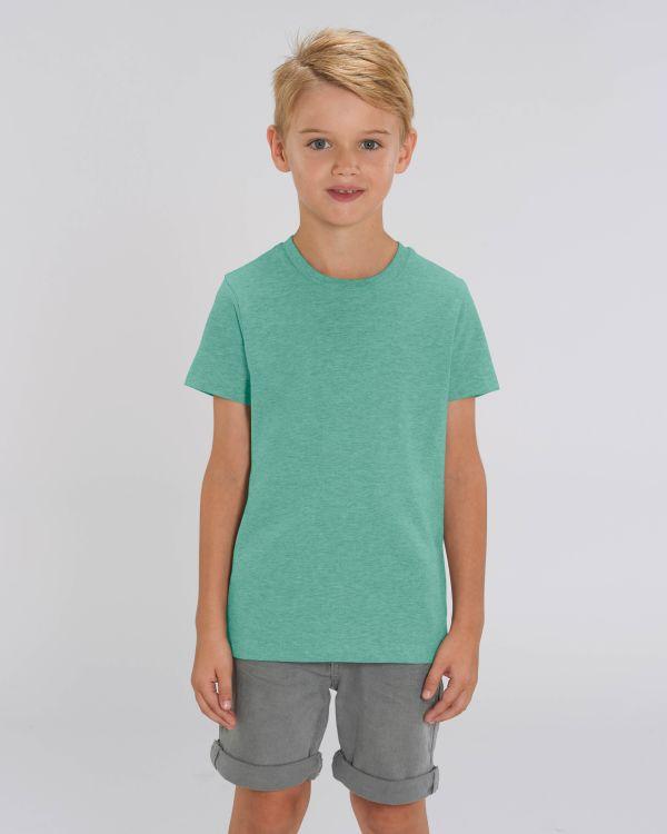 T-Shirt Enfant 100% Coton Bio | Broderie Et Impression Mid Heather Green