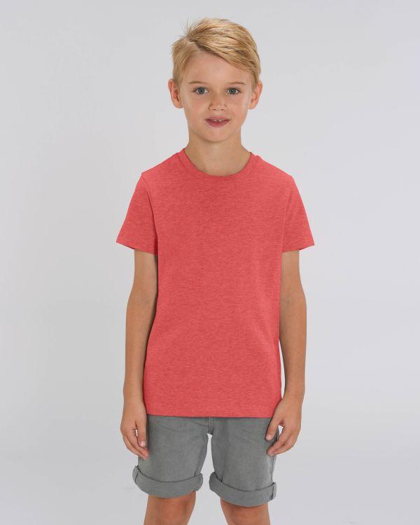 T-Shirt Enfant 100% Coton Bio | Broderie Et Impression Mid Heather Red