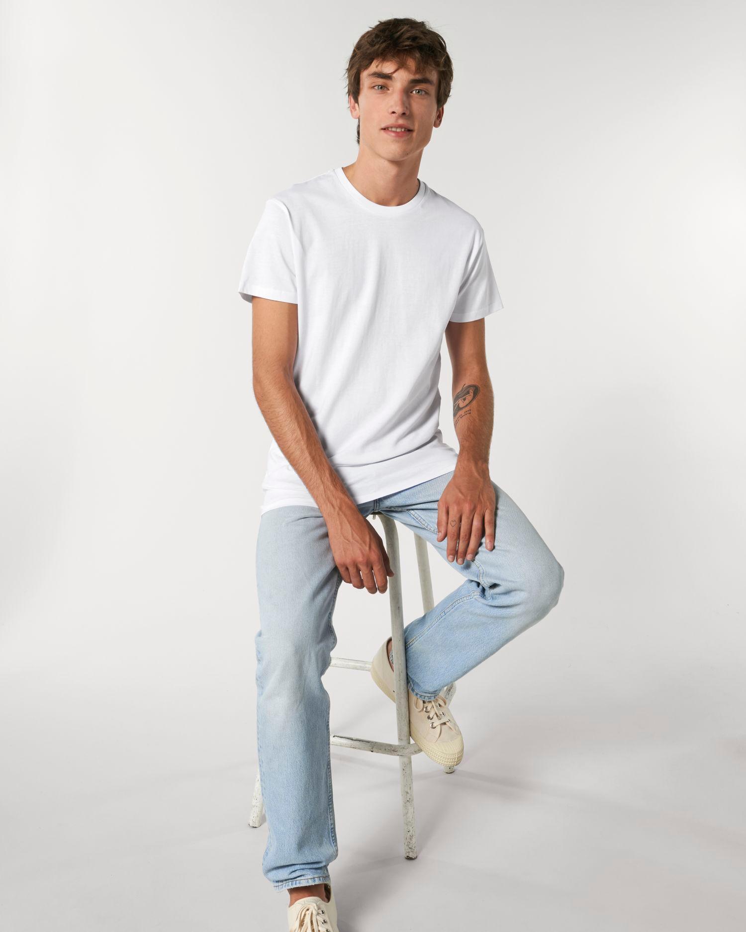T-Shirt Pour Homme Moulant 100% Coton Bio Doux Et Confortable White