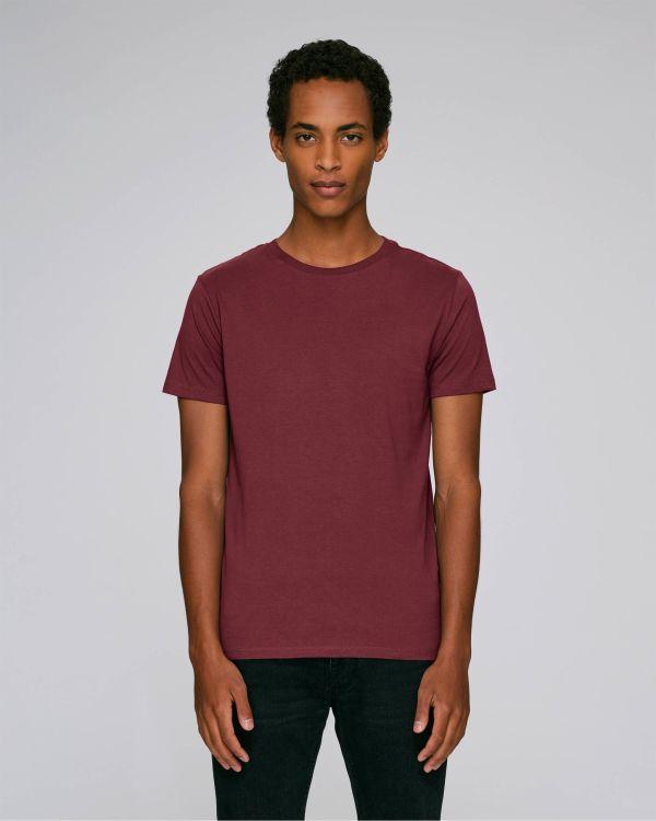 Customizable Organic Cotton T-Shirt In Embroidery And Printing Burgundy