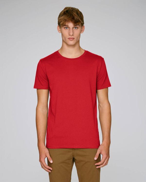 Customizable Organic Cotton T-Shirt In Embroidery And Printing Red