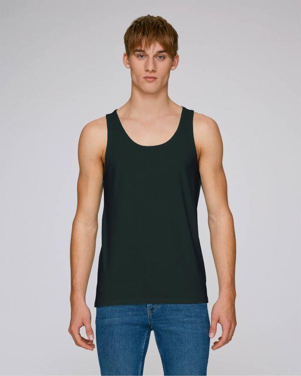 Men's Tank Top To Embroider And Print 100% Organic Cotton Black