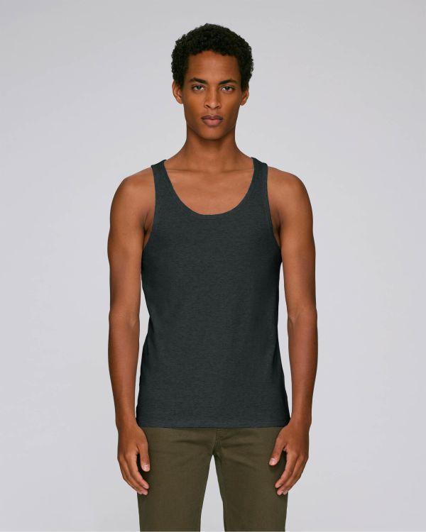 Men's Tank Top To Embroider And Print 100% Organic Cotton Dark Heather Grey