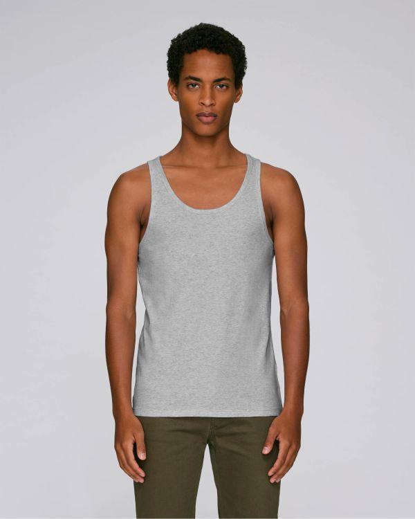 Men's Tank Top To Embroider And Print 100% Organic Cotton Heather Grey