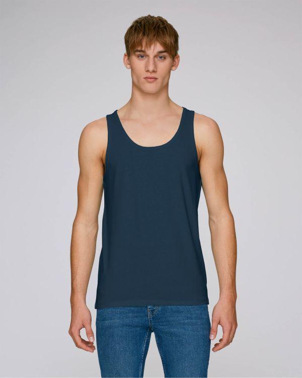 Men's Tank Top To Embroider And Print 100% Organic Cotton Navy