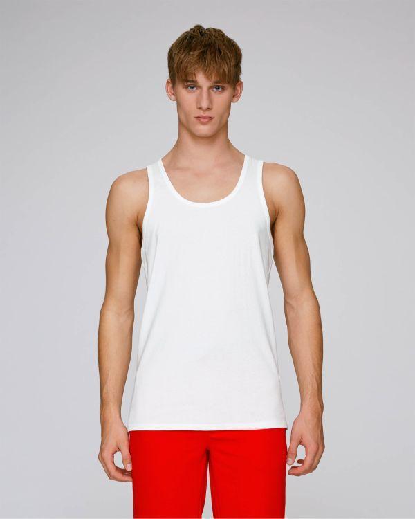 Men's Tank Top To Embroider And Print 100% Organic Cotton White