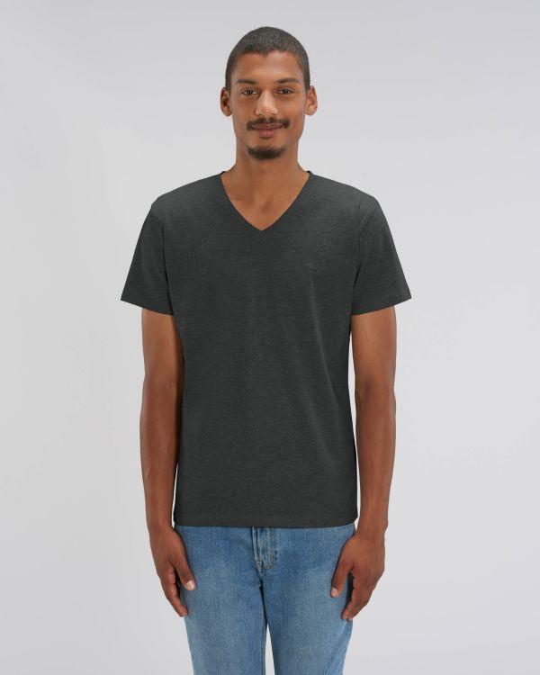 Tee Shirt Homme Col V | 100% Coton Stanley Stella | Broderie Et Impression Dark Heather Grey