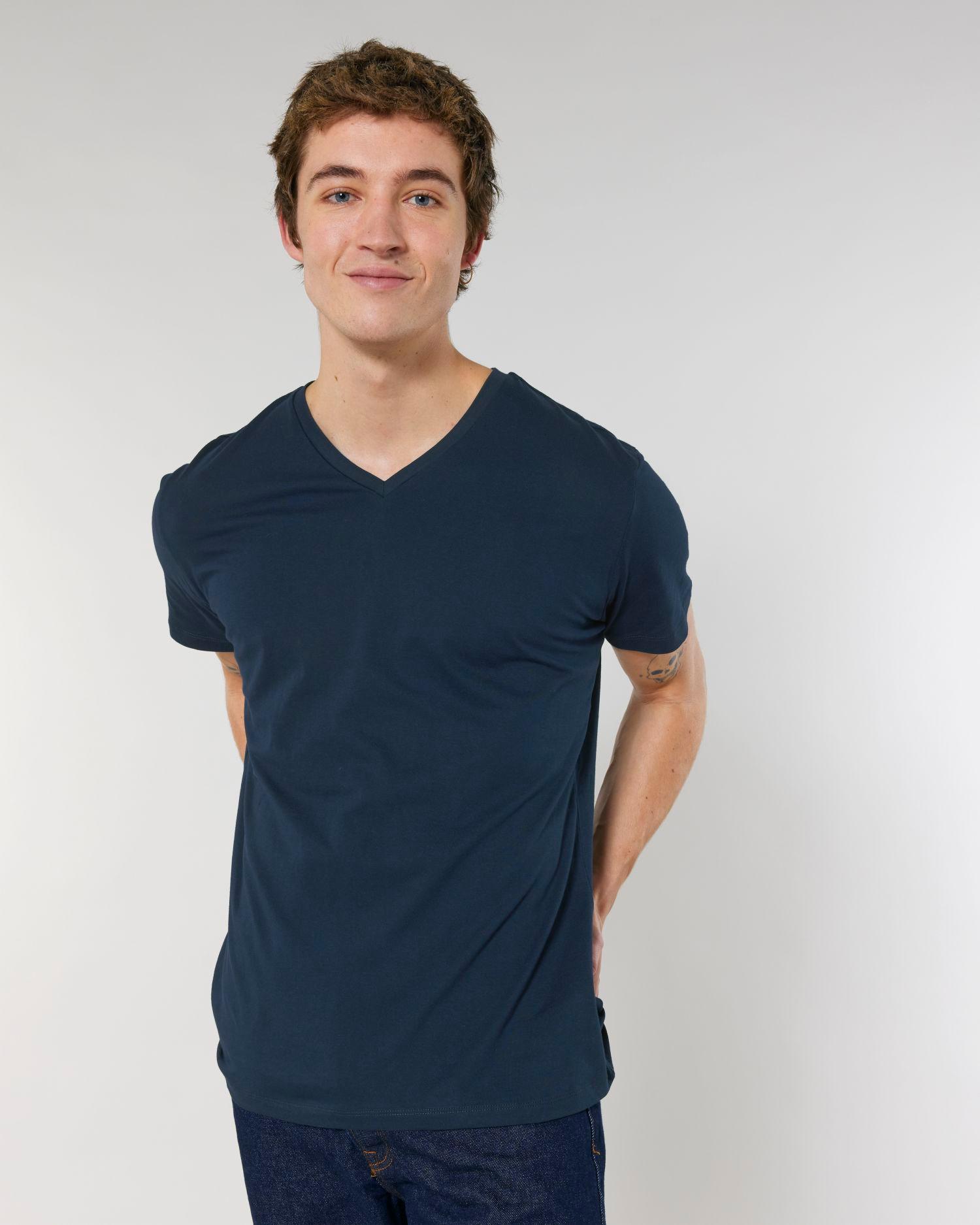 Tee Shirt Homme Col V | 100% Coton Stanley Stella | Broderie Et Impression French Navy