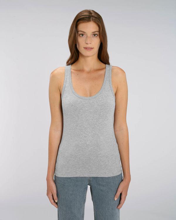 Damen Tanktop Aus 100% Bio-Baumwolle | Stickerei Und Druck Cream Heather Grey