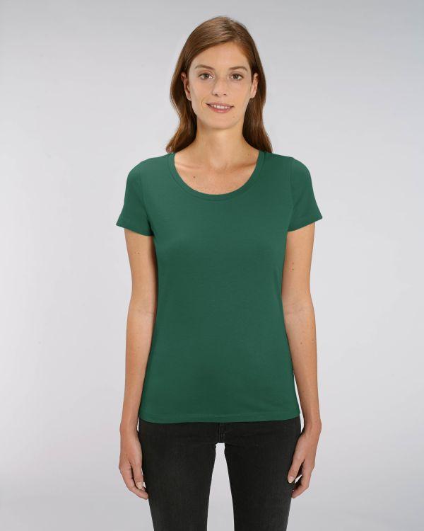 Tee-Shirt Femme | 100% Coton Bio | Broderie Et Impression Bottle Green