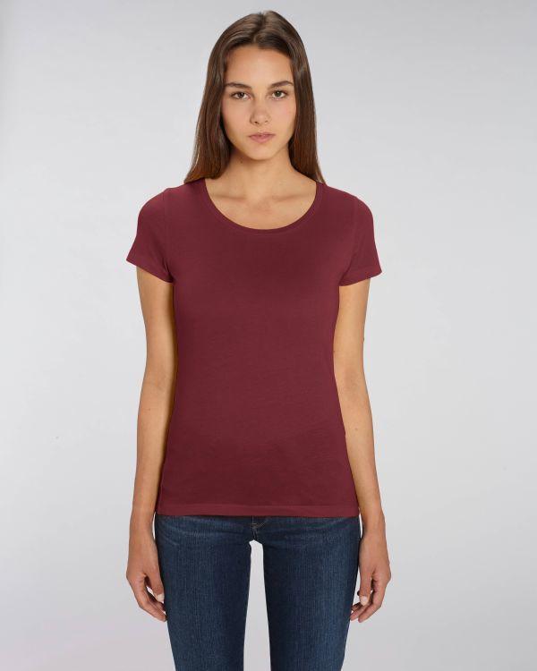 Tee-Shirt Femme | 100% Coton Bio | Broderie Et Impression Burgundy