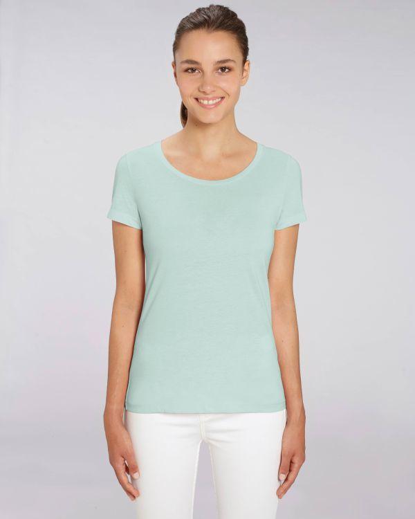 Tee-Shirt Femme | 100% Coton Bio | Broderie Et Impression Caribbean Blue