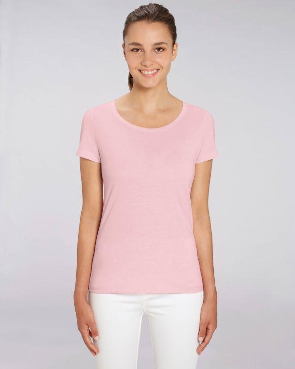 Tee-Shirt Femme | 100% Coton Bio | Broderie Et Impression Cotton Pink