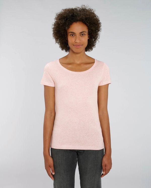 Tee-Shirt Femme | 100% Coton Bio | Broderie Et Impression Cream Heather Pink