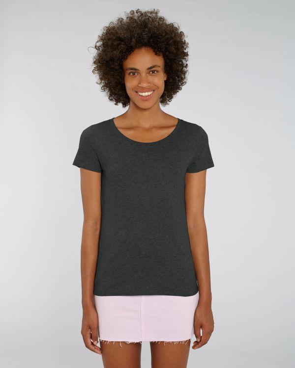 Tee-Shirt Femme | 100% Coton Bio | Broderie Et Impression Dark Heather Grey