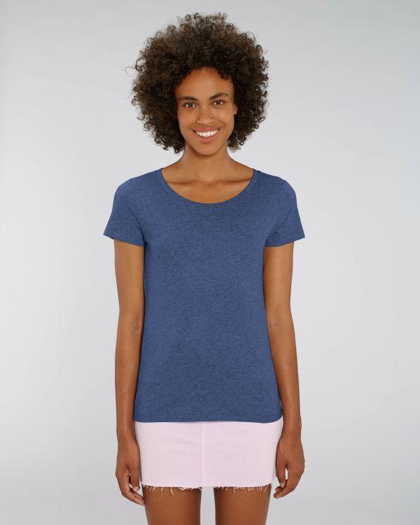 Tee-Shirt Femme | 100% Coton Bio | Broderie Et Impression Dark Heather Indigo