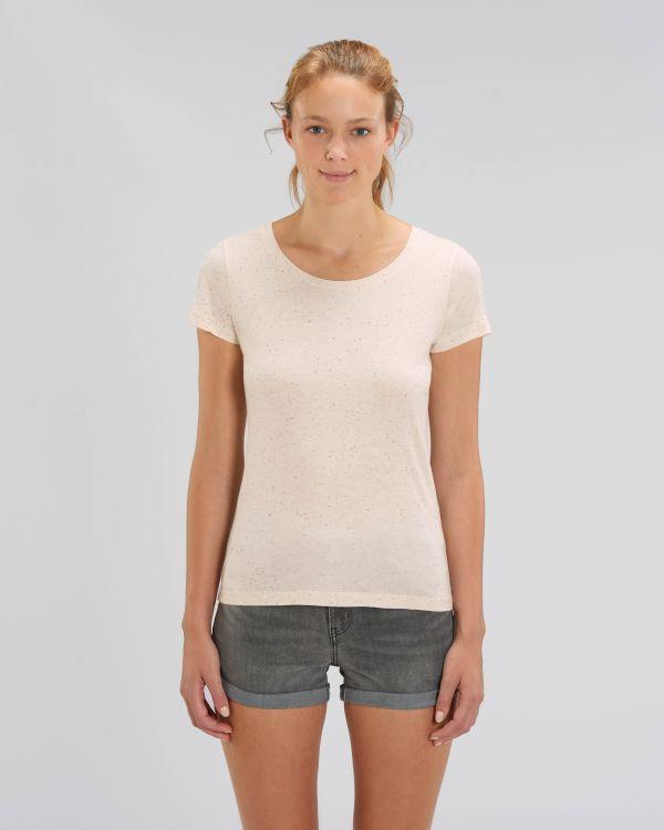 Tee-Shirt Femme | 100% Coton Bio | Broderie Et Impression Ecru Neppy Mandarine