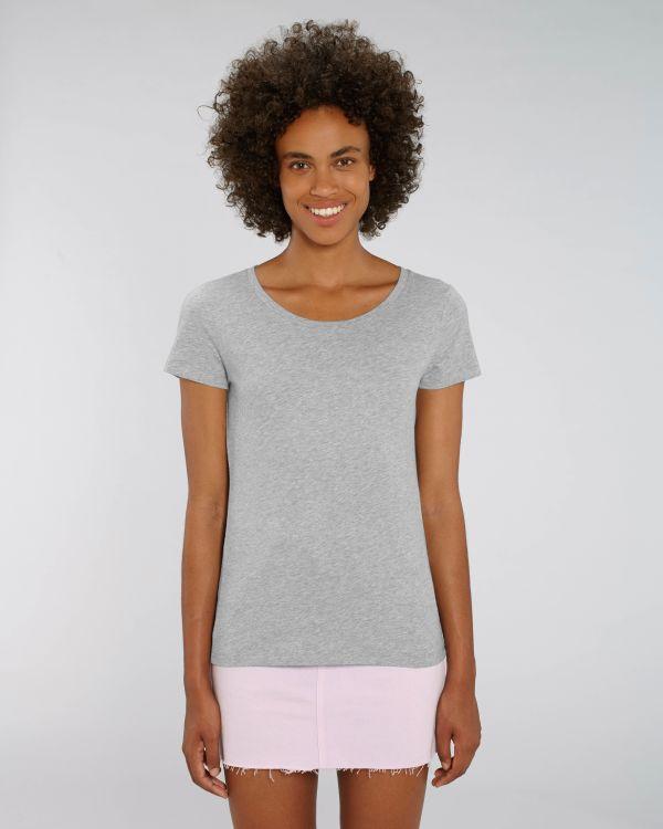 Tee-Shirt Femme | 100% Coton Bio | Broderie Et Impression Cream Heather Grey