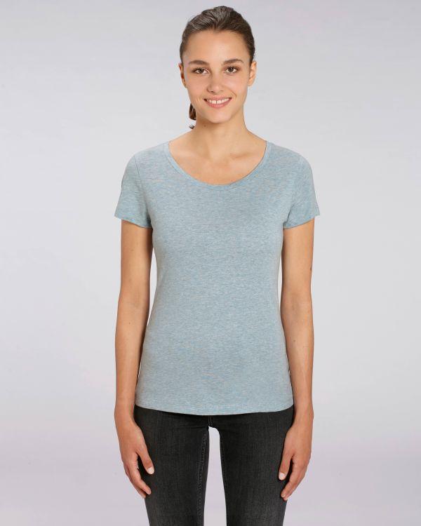 Tee-Shirt Femme | 100% Coton Bio | Broderie Et Impression Heather Ice Blue