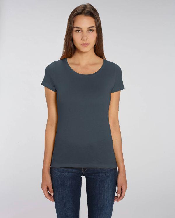 Tee-Shirt Femme | 100% Coton Bio | Broderie Et Impression India Ink Grey