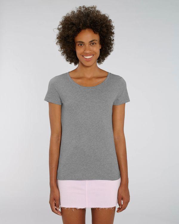 Tee-Shirt Femme | 100% Coton Bio | Broderie Et Impression Mid Heather Grey