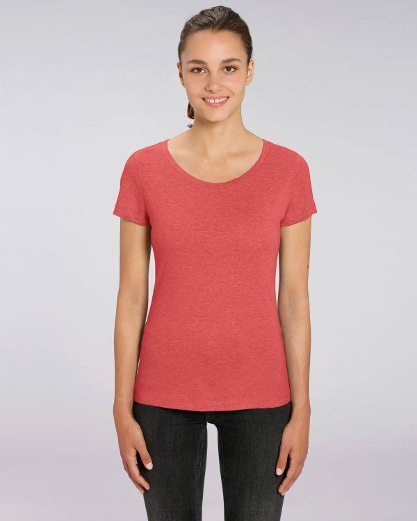 Tee-Shirt Femme | 100% Coton Bio | Broderie Et Impression Mid Heather Red