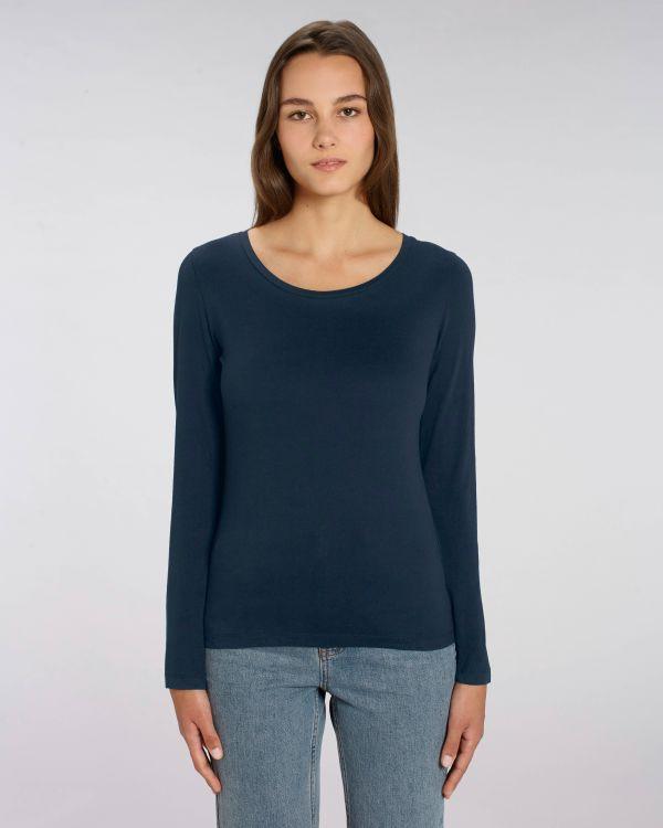 Tee-Shirt Femme Manches Longues | 100% Coton Bio | Stella Singer French Navy