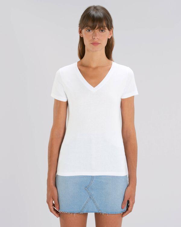 T-Shirt Femme Col V - Stella Evoker | 100 % Coton Bio  White