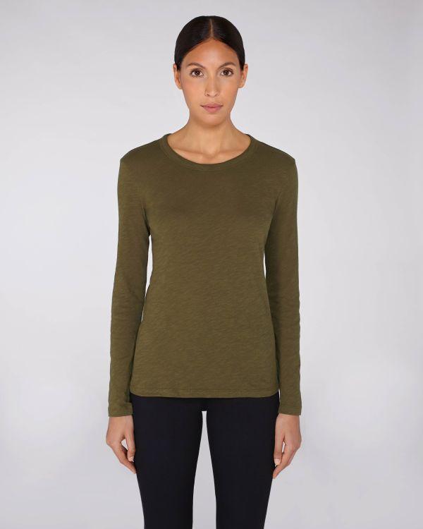 Long Sleeve T-Shirt For Women To Customize In Embroidery And Print On Tunetoo British Khaki