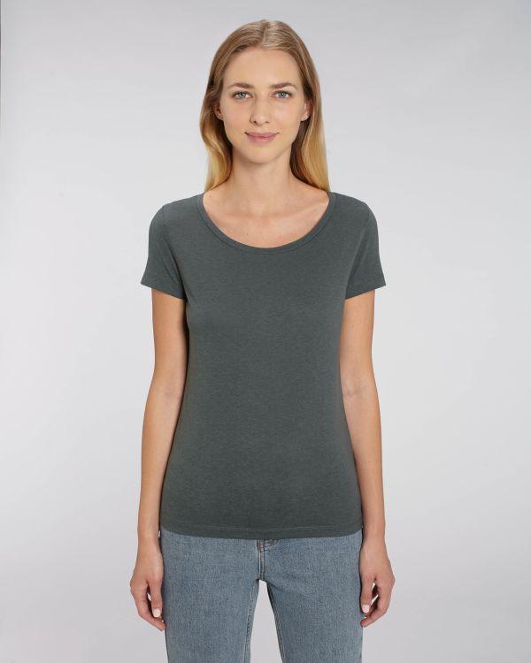 T-Shirt Femme Col Rond | 100 % Coton Bio | Basique Féminin Anthracite