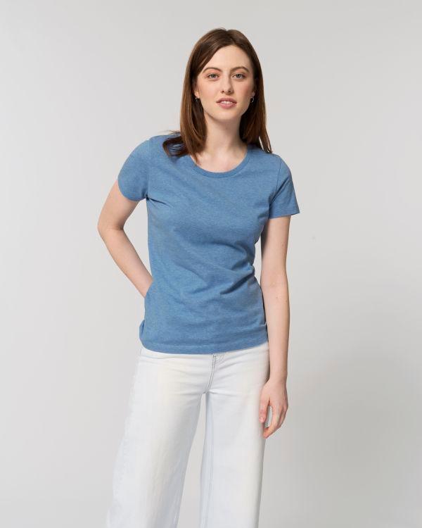 T-Shirt Stella Expresser | Mode Éthique | Coton Bio  Mid Heather Blue