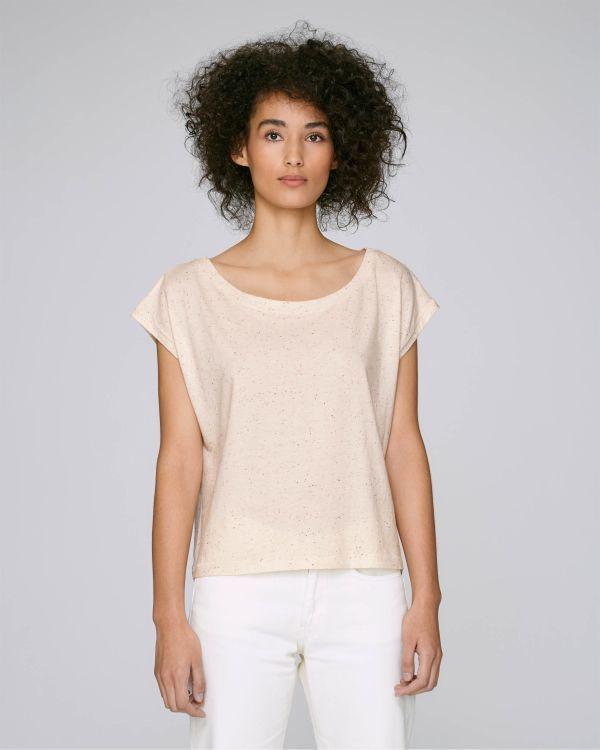 Camiseta Corta Mujer Algodón Orgánico Stella Flies Ecru Neppy Mandarine