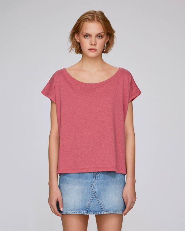 Camiseta Corta Mujer Algodón Orgánico Stella Flies Heather Cranberry