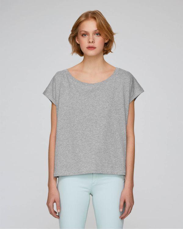 Camiseta Corta Mujer Algodón Orgánico Stella Flies Heather Grey