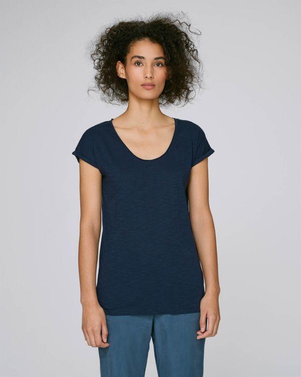 T-Shirt Femme Manches Retroussées | 100% Coton Bio French Navy
