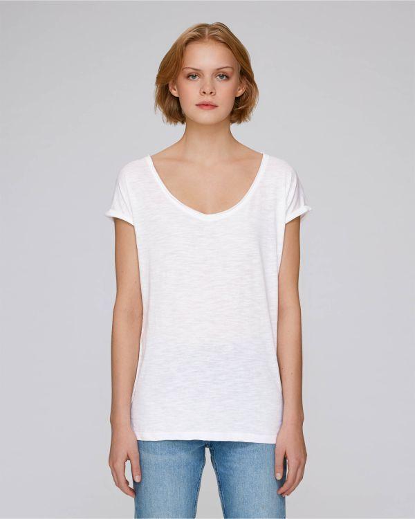 T-Shirt Femme Manches Retroussées | 100% Coton Bio White