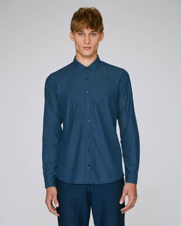 Chemise En Jean Stanley Innovates Pour Homme  Mid Indigo Denim