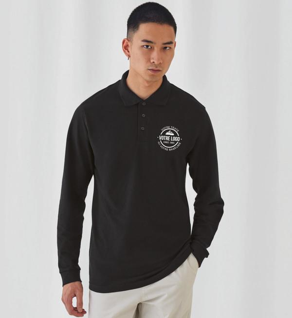 Pique Mesh Long-Sleeved Polo Shirt