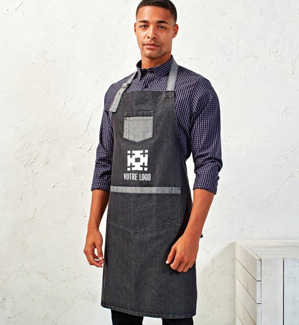 Custom Denim Apron In Embroidery And Print On Tunetoo