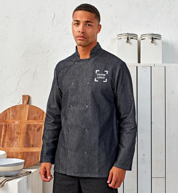 picto Denim Chef's Jacket Customizable With Your Logos And Texts Grey Denim