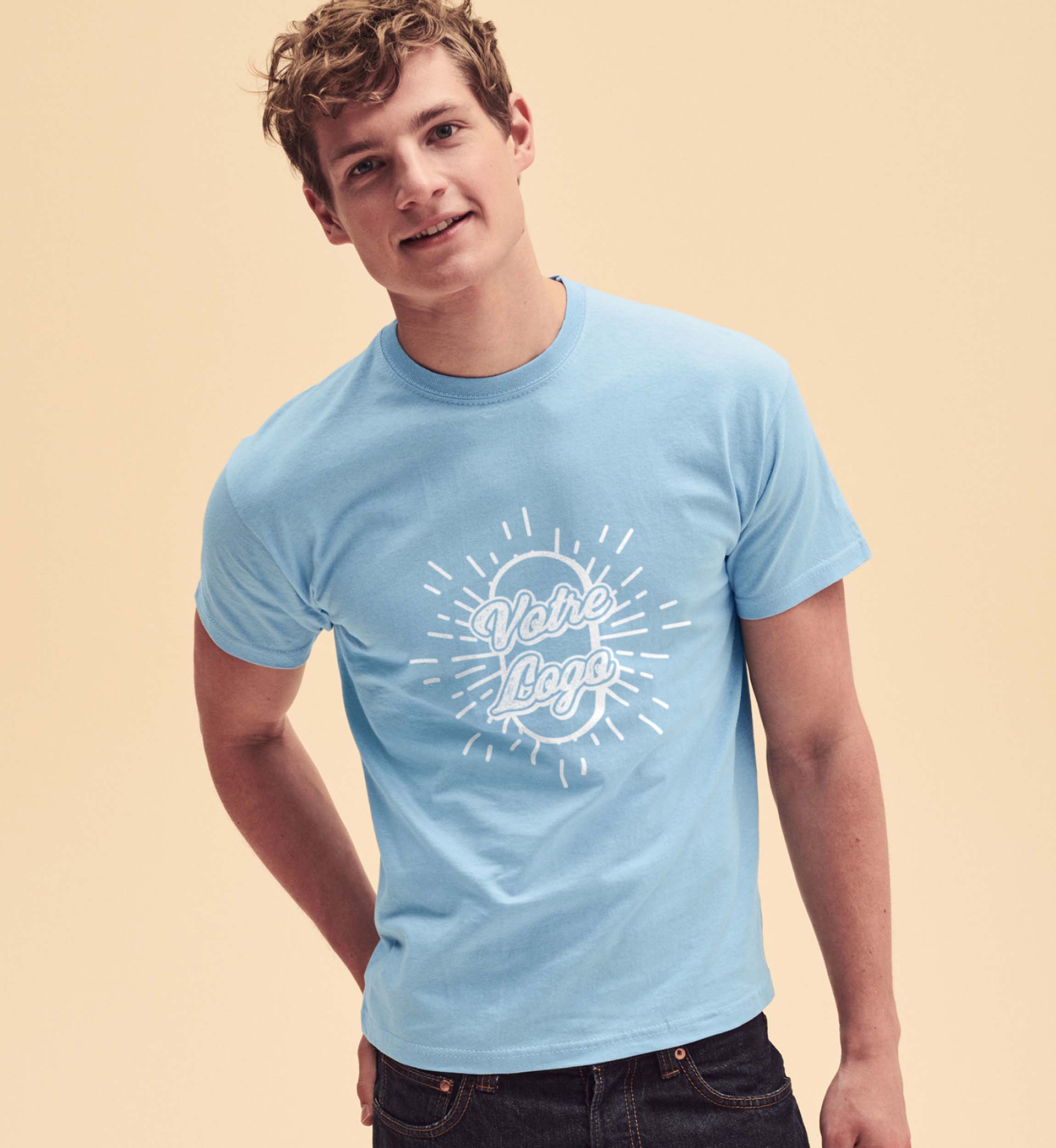 exemple de Tee Shirt Homme Full Cut Screen Stars Original couleur bleu avec logo imprimé sur le torse