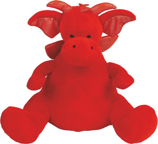 picto Dragon Rouge - Peluche Brodée Pour Les Grands Et Les Petits | 100% Mignon  Red