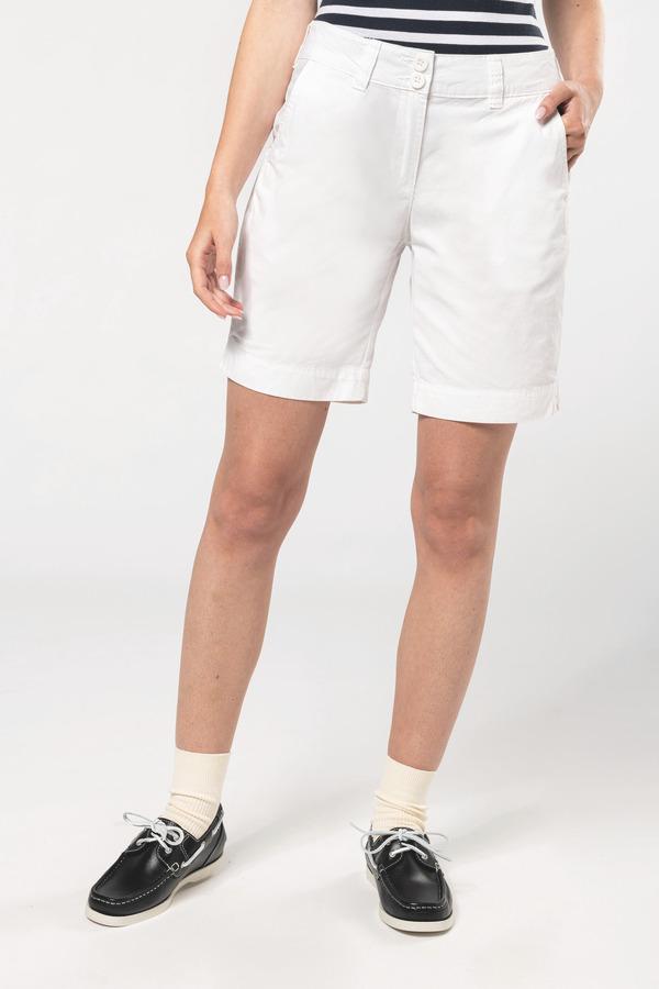 picto Bermuda Femme 100% Coton Canvas | Brodé Et Imprimé Washed White