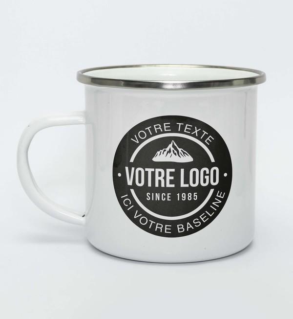 Tasse Émaillée Avec Rebord Coloré À Personnaliser