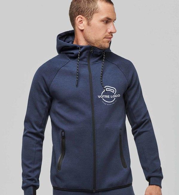 picto Veste De Sport À Capuche Chiné | Personnalisable En Flex Et Broderie  French Navy Heather